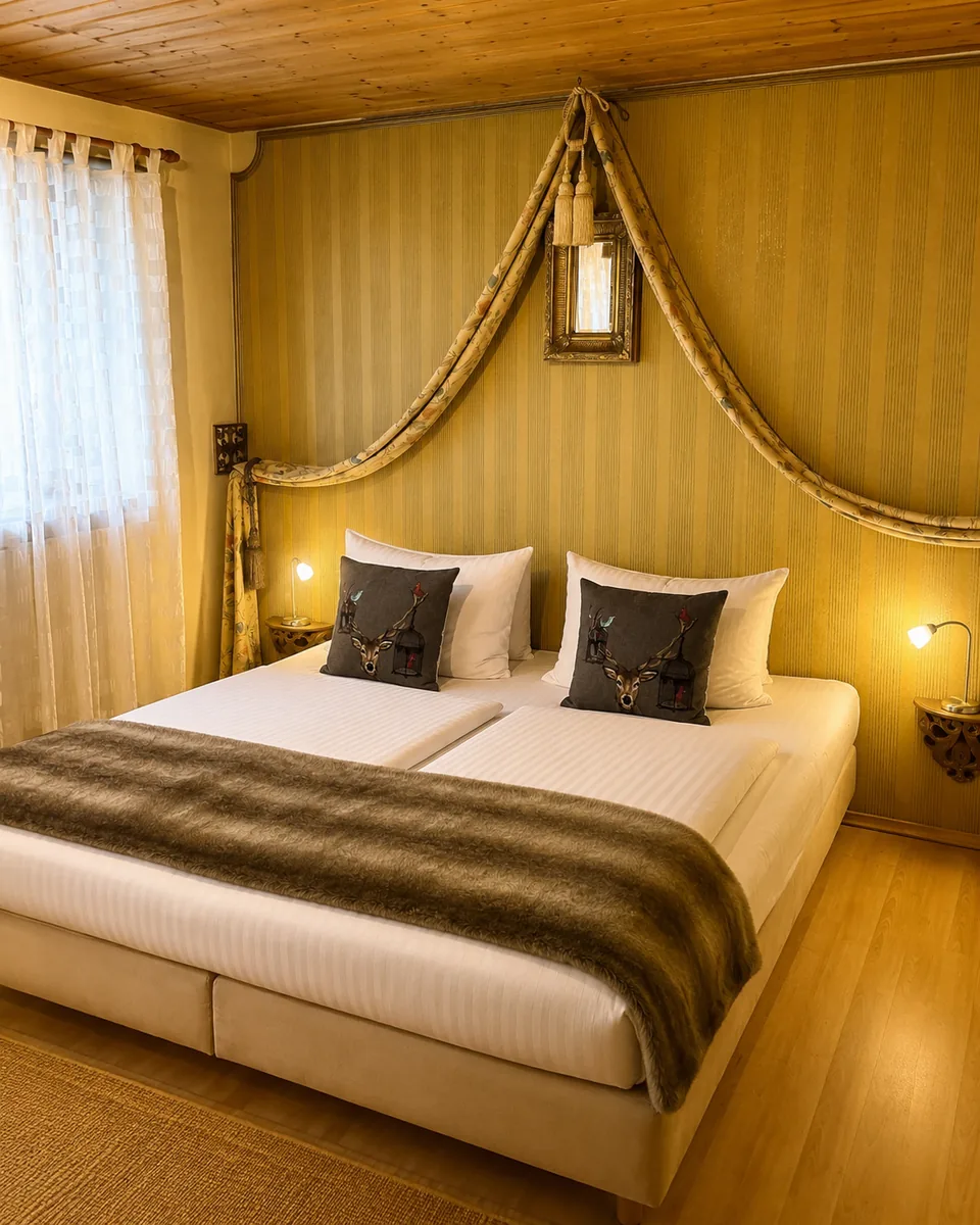 Doppelzimmer mit goldenem Himmelbett im Großen Landhaus I