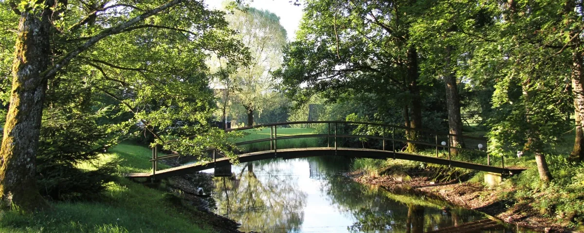 Brücke über den Teich im Park